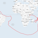 A map showing the route of Alphabet's Loon balloons from Puerto Rico to Kenya.